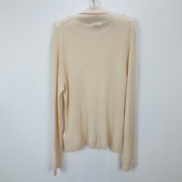 NEW J.Crew Featherweight Cashmere Turtleneck Sweater Rhinestones Buttercream 2X - Picture 11 of 16